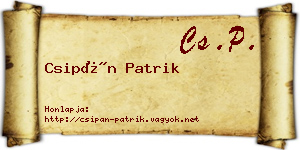 Csipán Patrik névjegykártya